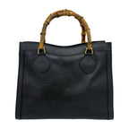 Gucci With Vintage Bamboo Leather Tote Bag Black — view 3
