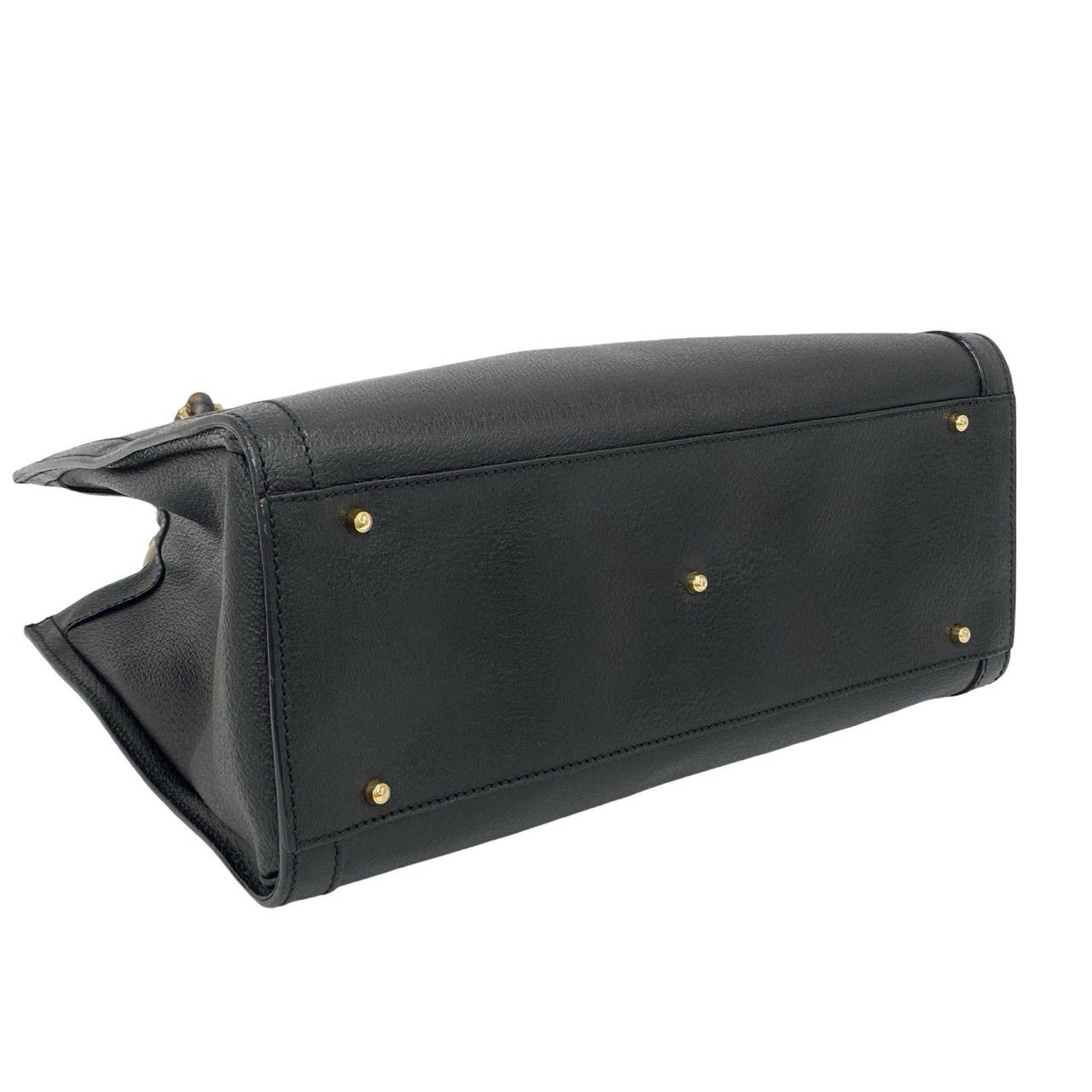 Gucci With Vintage Bamboo Leather Tote Bag Black — view 7