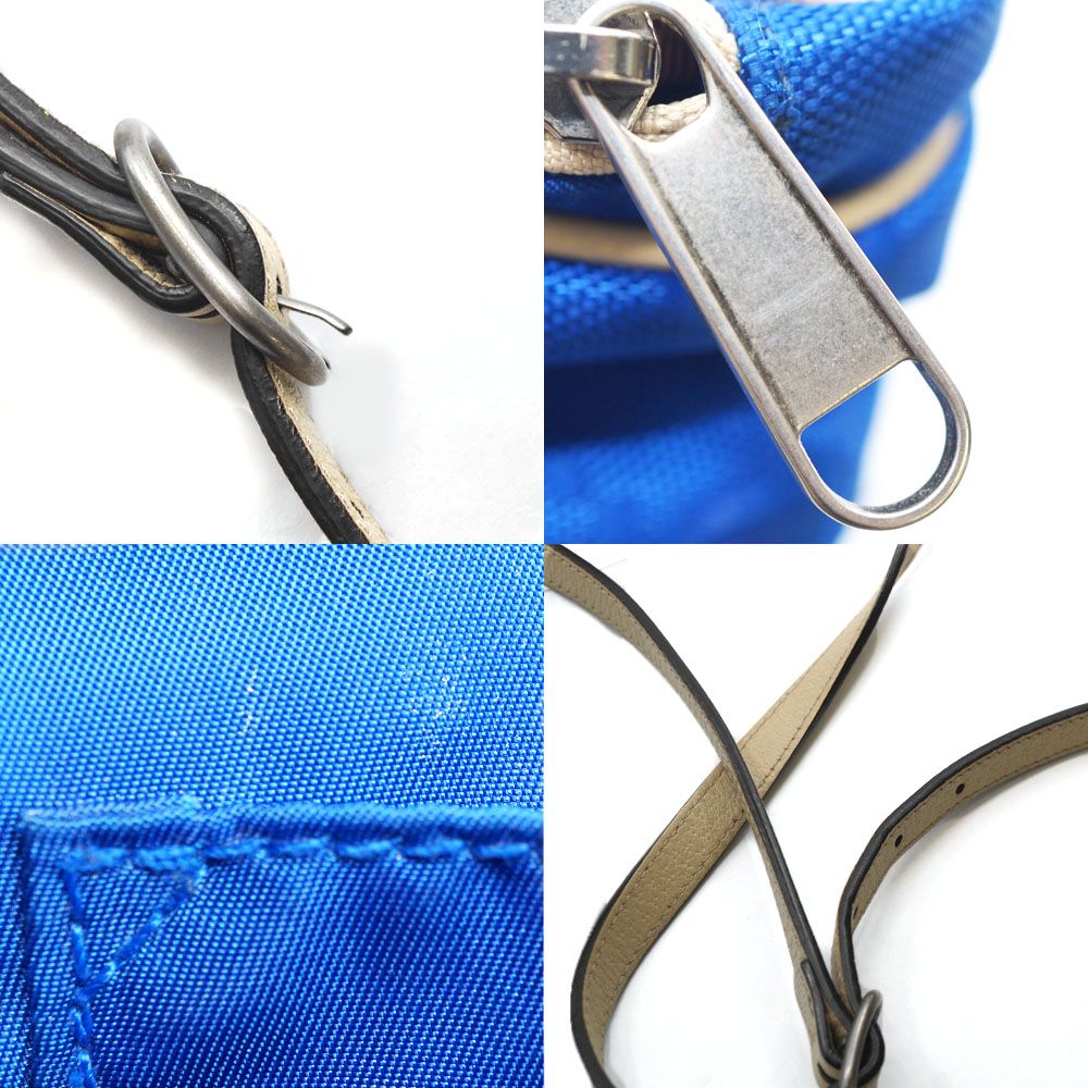 Gucci Shoulder Bag Blue Beige Silver Nylon — view 8