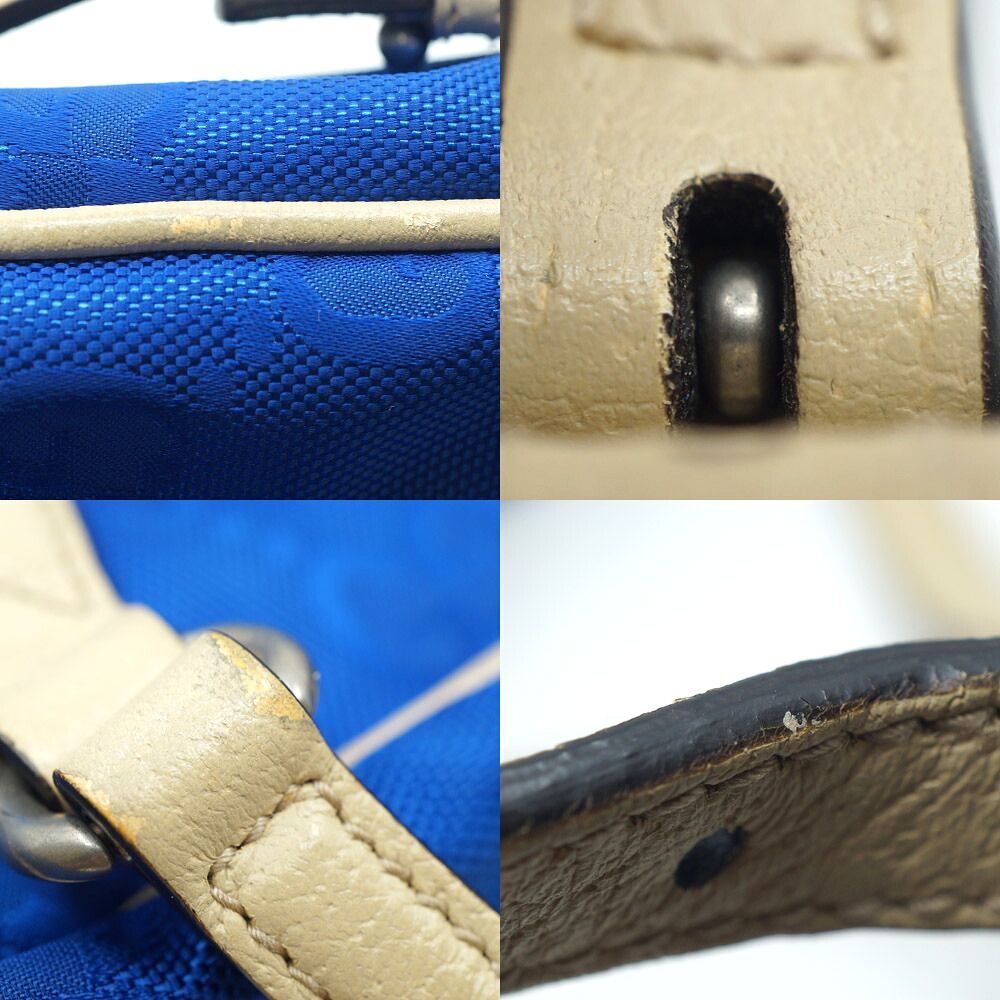 Gucci Shoulder Bag Blue Beige Silver Nylon — view 7