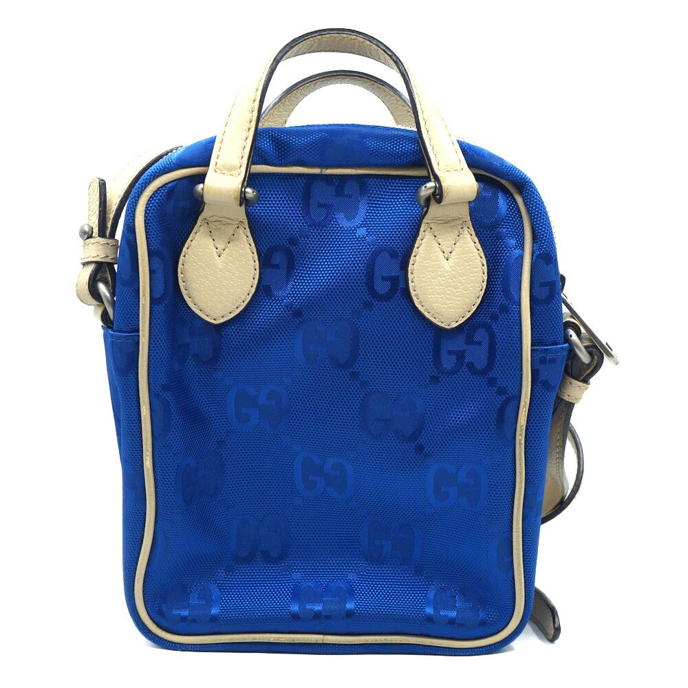 Gucci Shoulder Bag Blue Beige Silver Nylon — view 2