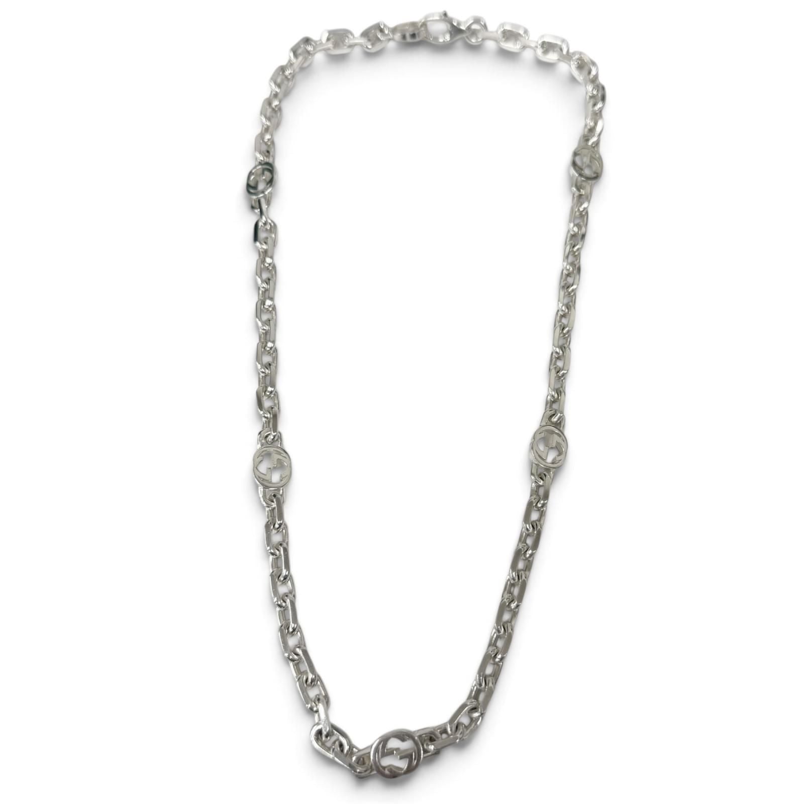 Gucci Interlocking Chain Necklace Silver — view 3