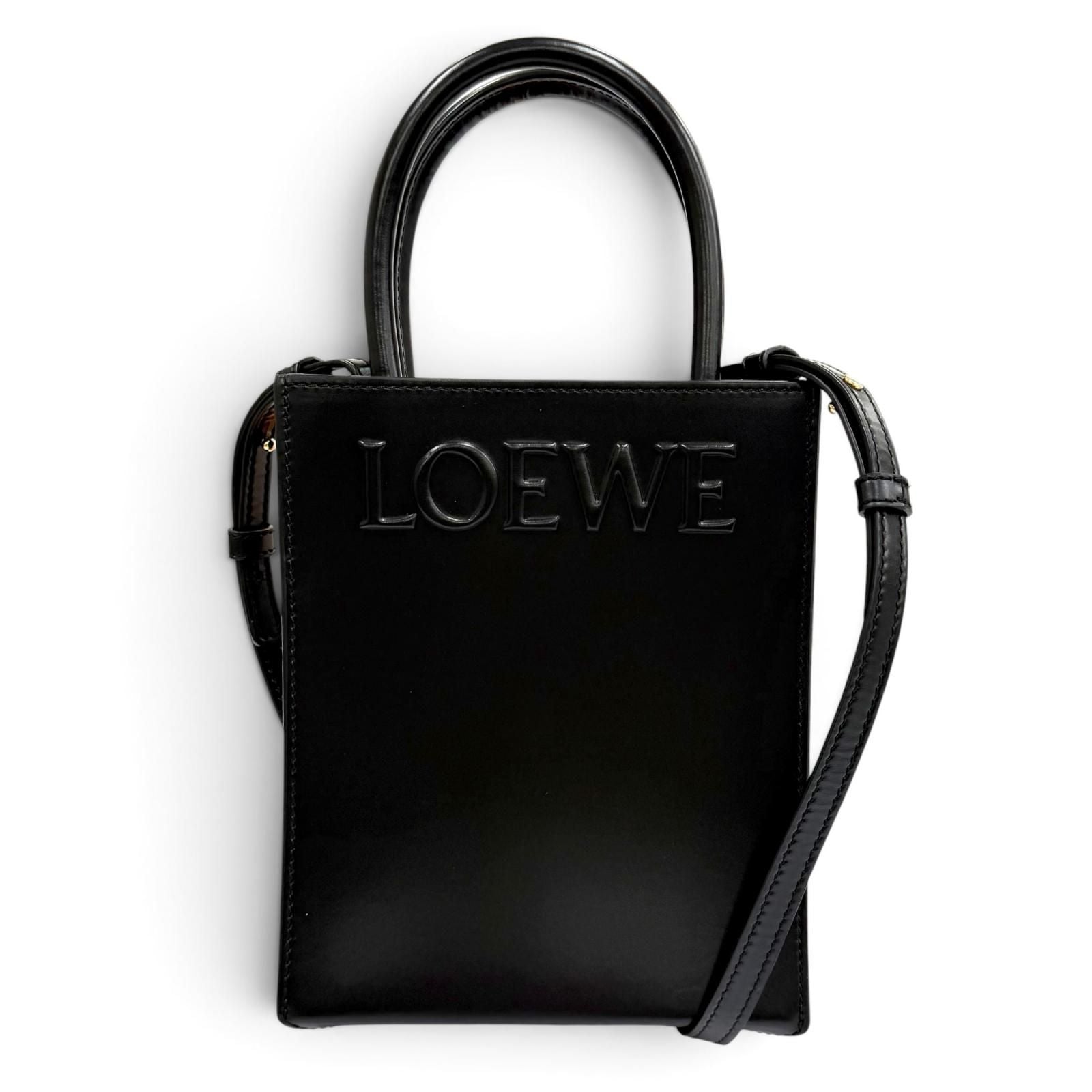 Loewe Standard Tote Leather 2-Way Shoulder Bag Black