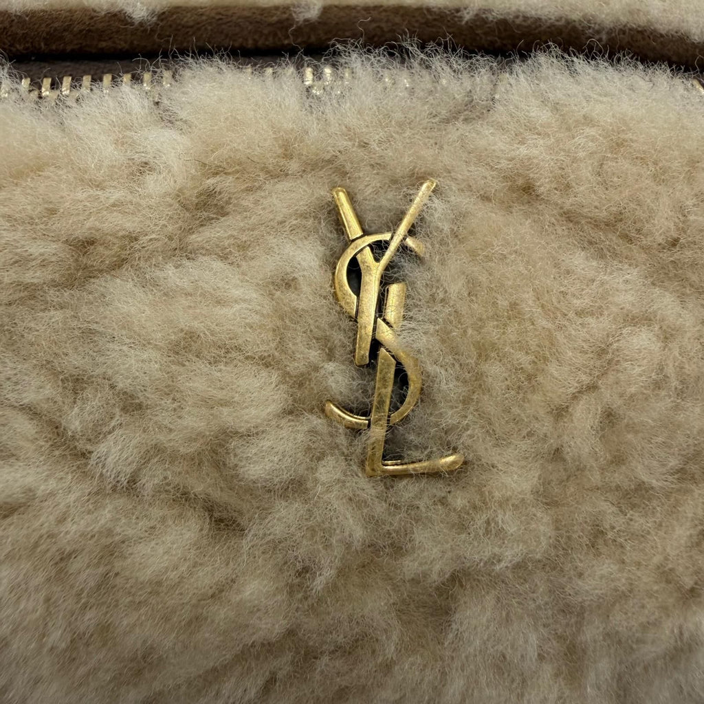 Saint Laurent Paris Sade Mini Tube Bag Shearling Chain Shoulder Handbag Beige — view 8
