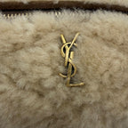 Saint Laurent Paris Sade Mini Tube Bag Shearling Chain Shoulder Handbag Beige — view 8