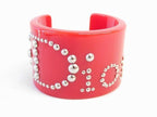 Dior Calfskin Bracelet Bangle Red Studs
