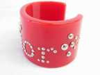 Dior Calfskin Bracelet Bangle Red Studs — view 3