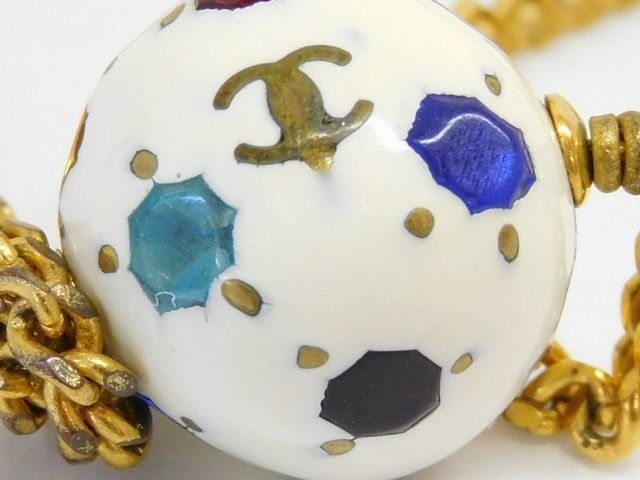 Chanel Soccer Ball Multi Stone CC Logo Bracelet Gold — view 6