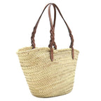 Prada Tote Bag Woven Palm Leather Straw Natural Cognac Basket Triangle Logo — view 2
