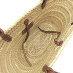 Prada Tote Bag Woven Palm Leather Straw Natural Cognac Basket Triangle Logo — view 8