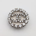 Chanel Brooch CC Logo Silver Rhinestone