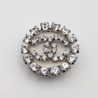 Chanel Brooch CC Logo Silver Rhinestone