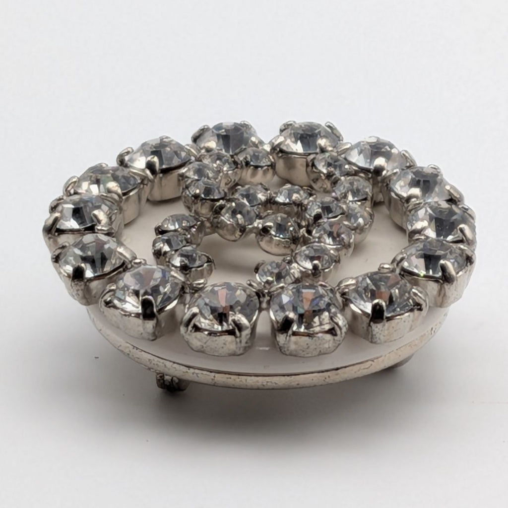 Chanel Brooch CC Logo Silver Rhinestone — view 2