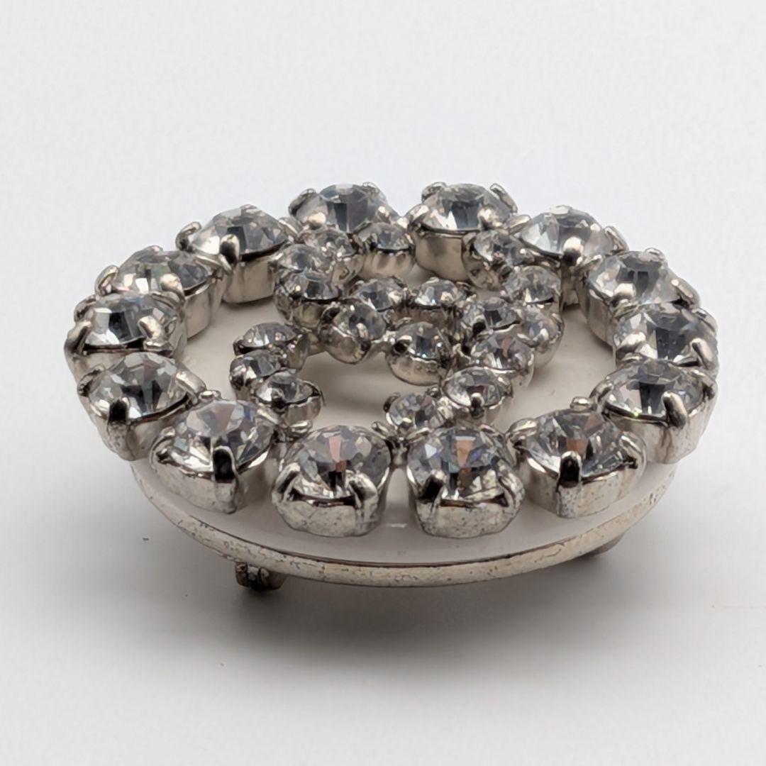 Chanel Brooch CC Logo Silver Rhinestone — view 2