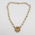 Chanel Gold Faux Pearl CC Logo Necklace Twist First Era Vintage