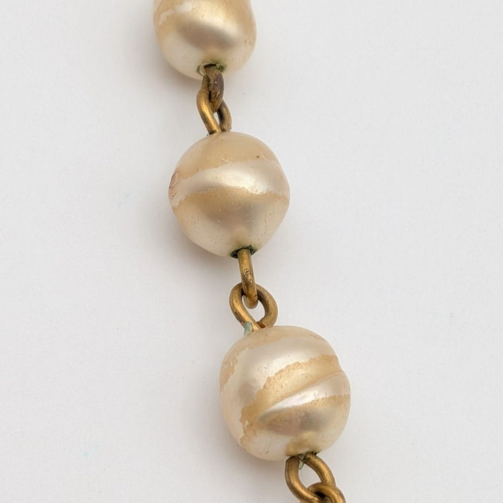 Chanel Gold Faux Pearl CC Logo Necklace Twist First Era Vintage — view 4