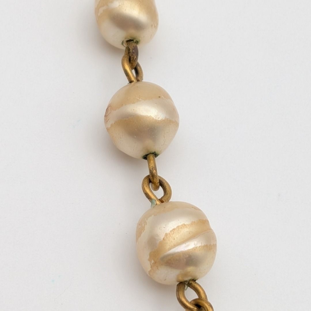 Chanel Gold Faux Pearl CC Logo Necklace Twist First Era Vintage — view 4