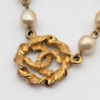 Chanel Gold Faux Pearl CC Logo Necklace Twist First Era Vintage — view 5