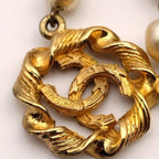 Chanel Gold Faux Pearl CC Logo Necklace Twist First Era Vintage — view 6