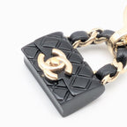 Chanel Ring CC Logo Turnlock Quilted Leather Bag Motif Black Gold 23c — view 2