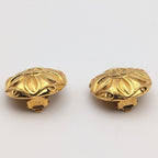 Chanel Earrings CC Logo Gold Flower Round First Era Vintage — view 4