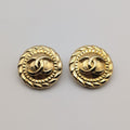 Chanel Earrings CC Logo Gold Twist Round First Era Vintage