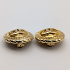 Chanel Earrings CC Logo Gold Twist Round First Era Vintage — view 2