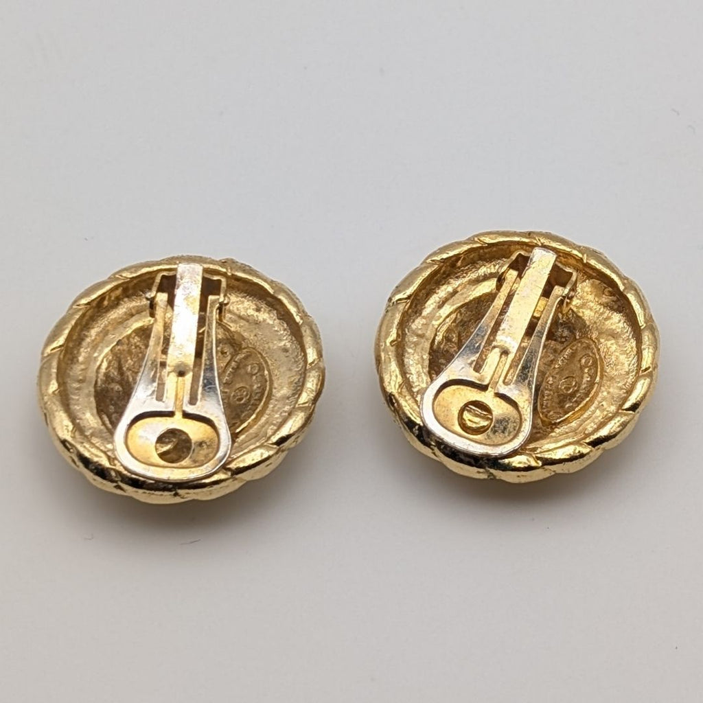 Chanel Earrings CC Logo Gold Twist Round First Era Vintage — view 5
