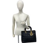 Dior Vintage Lady Cannage Lambskin Handbag Black — view 2