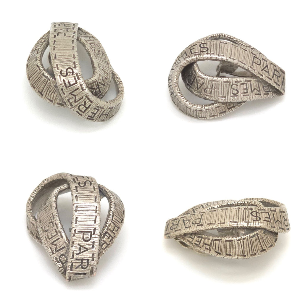 Hermes Logo Ribbon Motif Earrings Clip on Silver — view 3