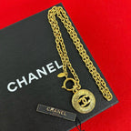 Chanel Vintage CC Logo Motif Chain Pendant Gold