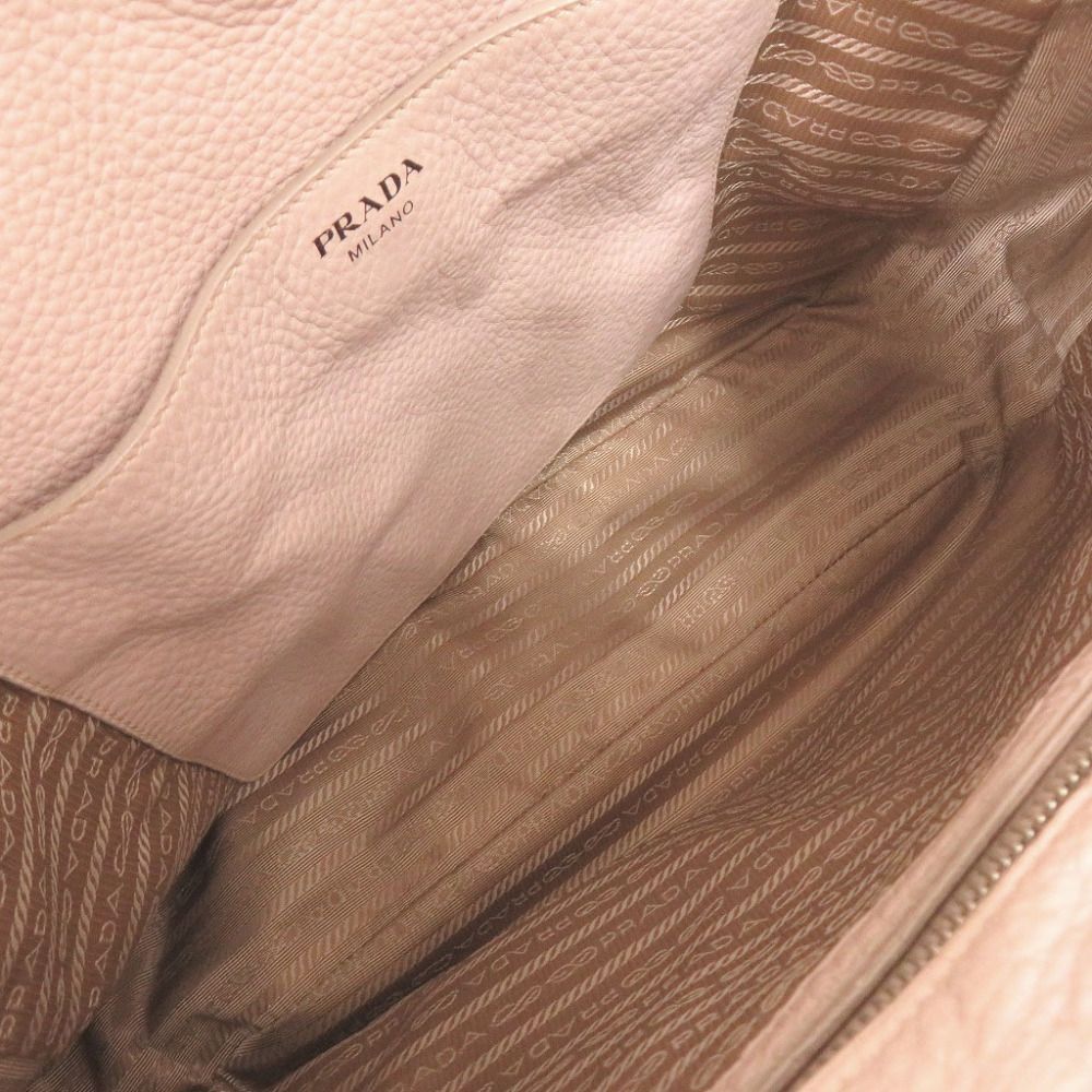 Prada Logo Leather Pink Shoulder Bag — view 6