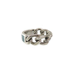 Gucci Chain Ring Logo Plate 925 Sterling Silver Green — view 3