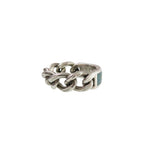 Gucci Chain Ring Logo Plate 925 Sterling Silver Green — view 4
