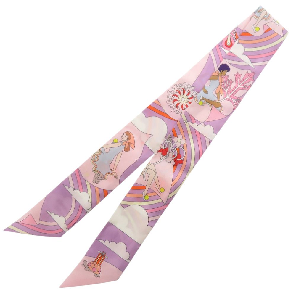 Hermes Twilly Crrres Volants Flying Carre Silk Lilac Pink Scarf Purple — view 2