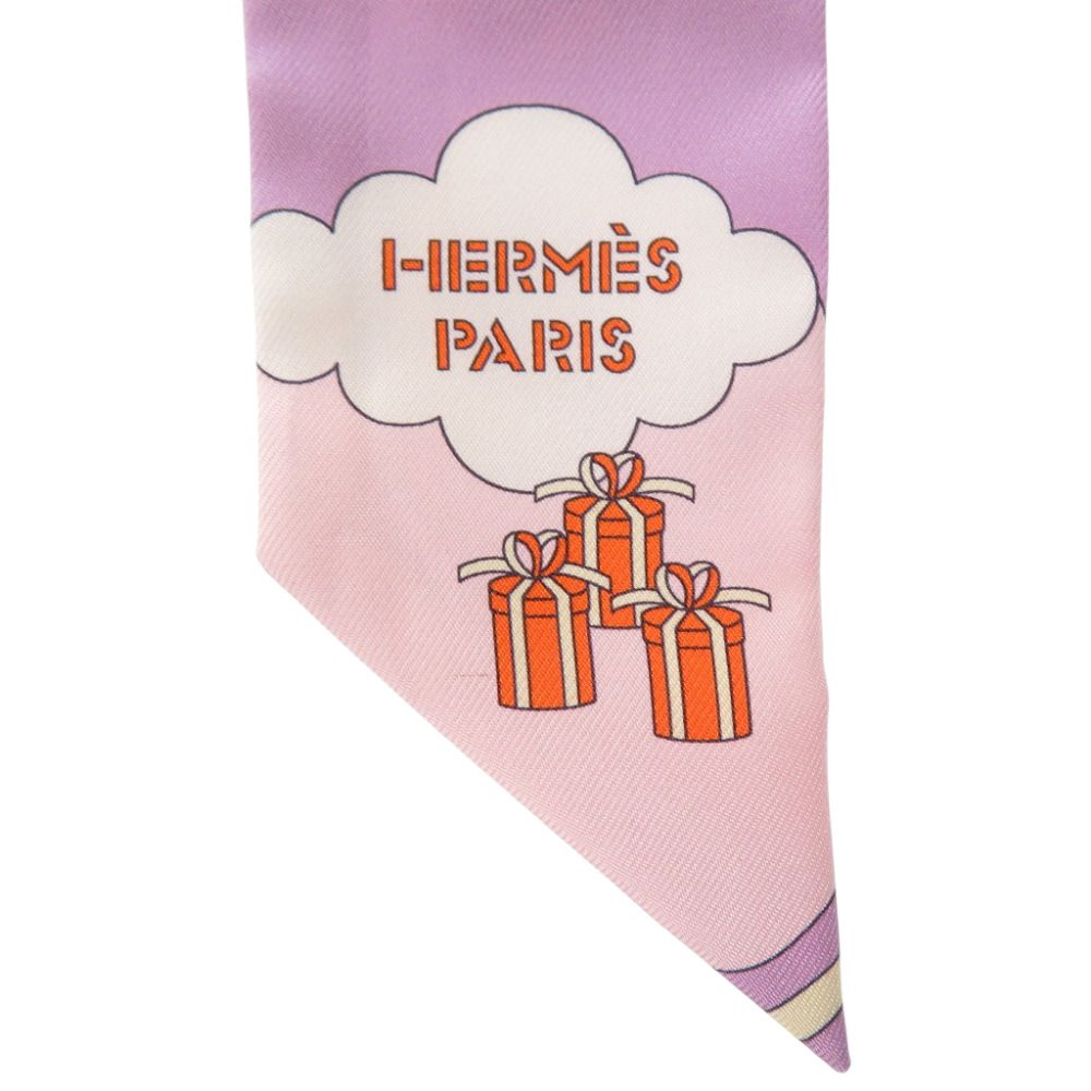 Hermes Twilly Crrres Volants Flying Carre Silk Lilac Pink Scarf Purple — view 3