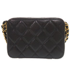 Chanel CC Logo Quilted Mini Camera Bag Caviar Leather Black Gold Chain — view 2