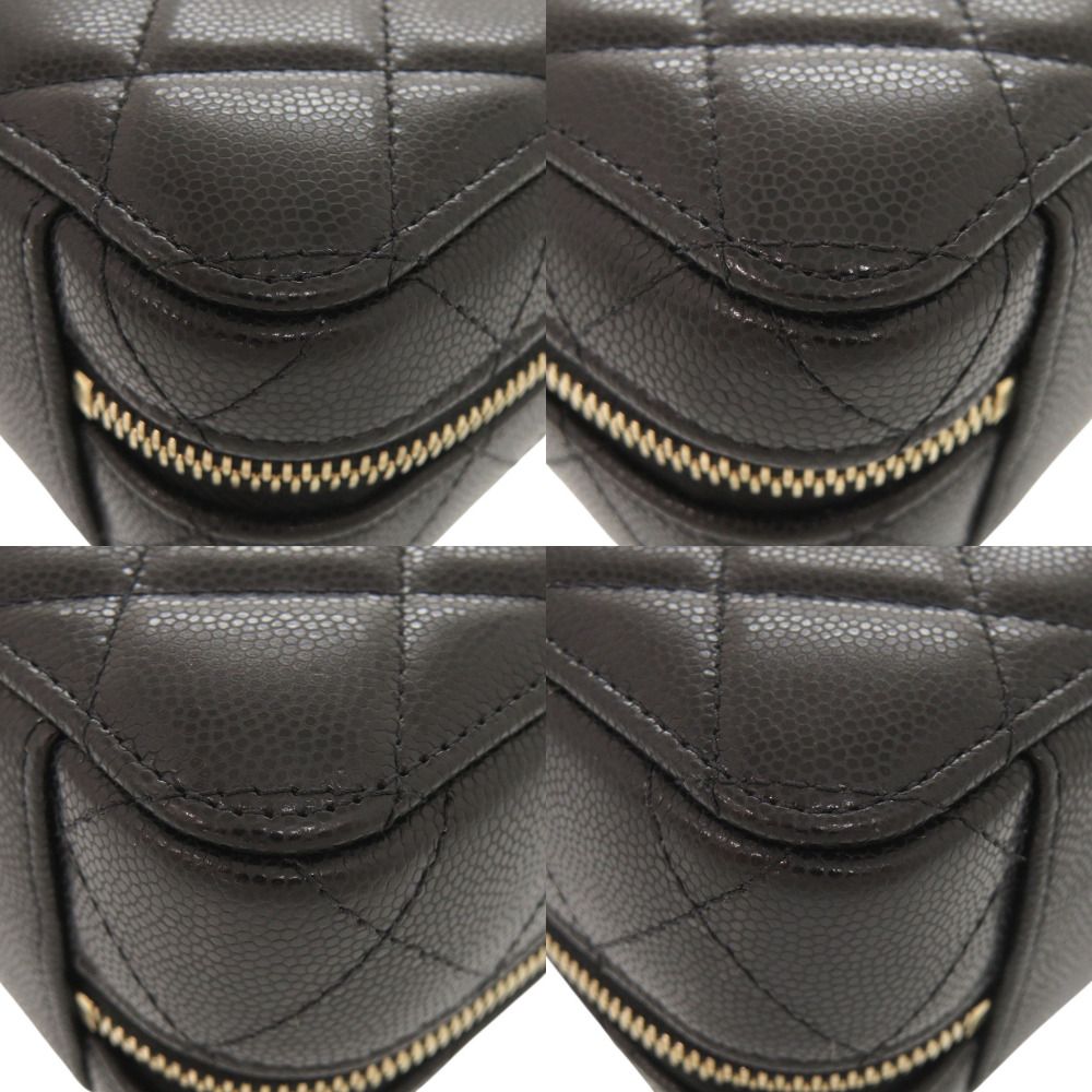 Chanel CC Logo Quilted Mini Camera Bag Caviar Leather Black Gold Chain — view 4