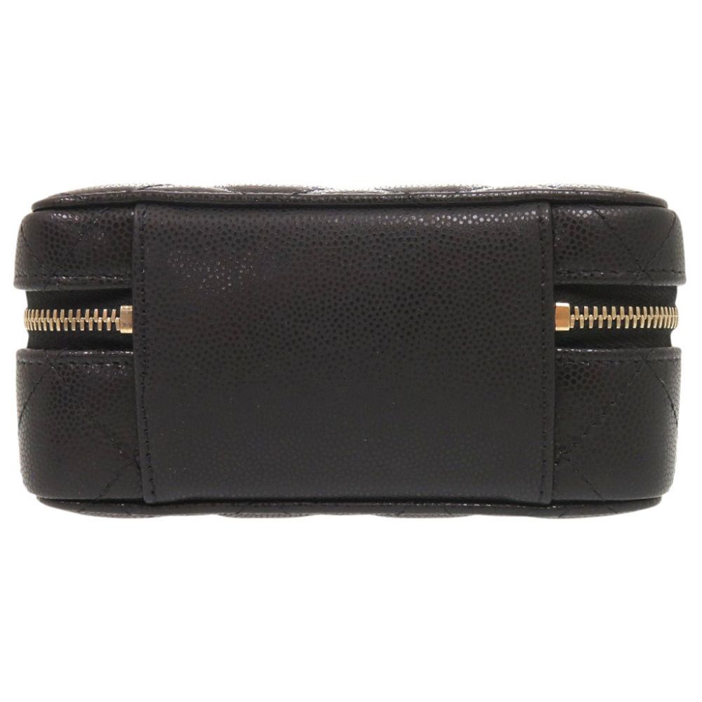 Chanel CC Logo Quilted Mini Camera Bag Caviar Leather Black Gold Chain — view 3