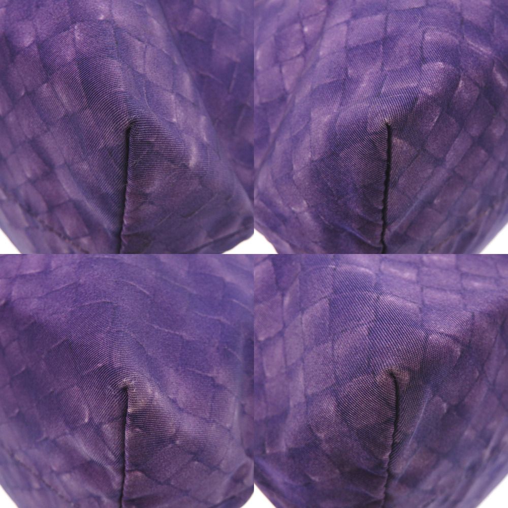 Bottega Veneta Intreccio Illusion Nylon Leather Purple Tote Bag — view 4