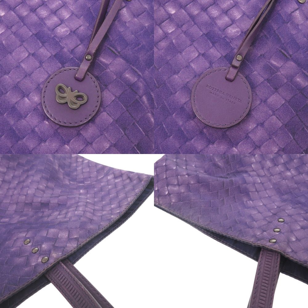Bottega Veneta Intreccio Illusion Nylon Leather Purple Tote Bag — view 8