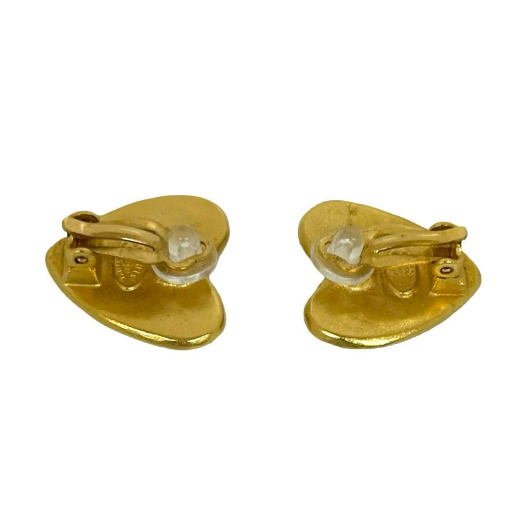 Chanel With Rice CC Logo Heart Motif Earrings Accessory Gold — view 5
