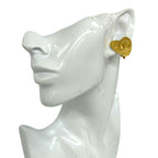Chanel With Rice CC Logo Heart Motif Earrings Accessory Gold — view 2