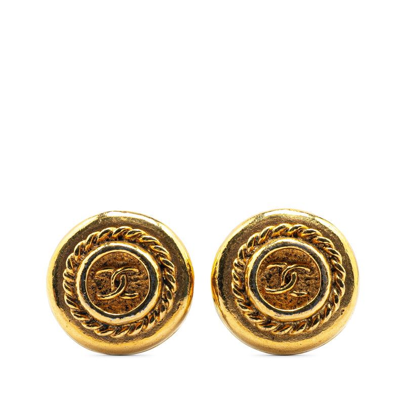 Chanel CC Logo Earrings Gold Plated