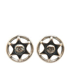 Chanel CC Logo Earrings Silver Metal