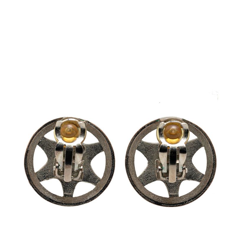 Chanel CC Logo Earrings Silver Metal — view 2