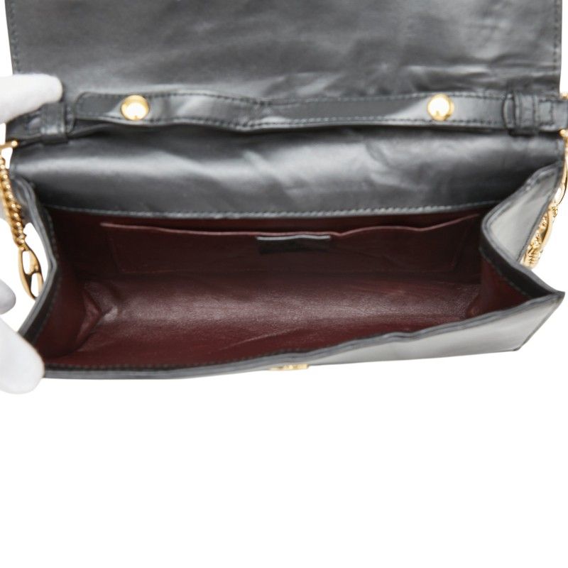 Gucci Chain Shoulder Bag Black Leather — view 7
