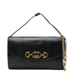 Gucci Chain Shoulder Bag Black Leather