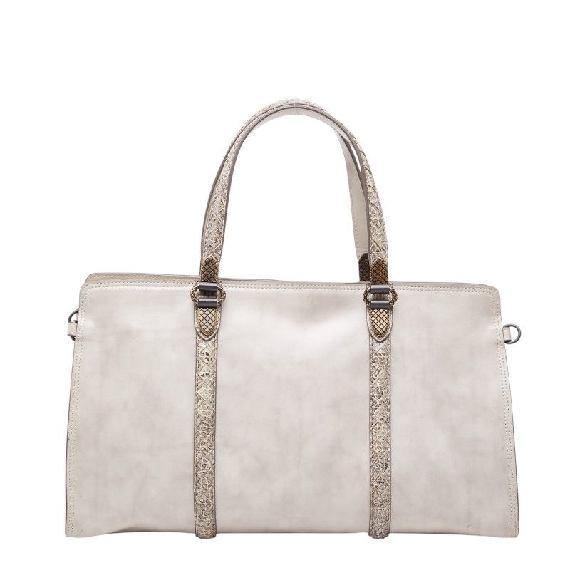 Bottega Veneta Intrecht Handbag Ivory Beige Gold Leather