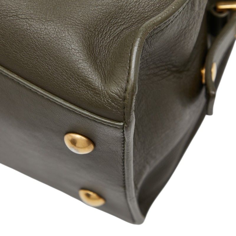 Saint Laurent Line Petite Cabas 2-Way Shoulder Bag Khaki Green Leather — view 4